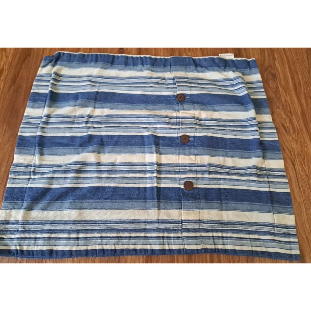 Park B Smith Eco Ordinates Pillow Sham Standard Button Closure Blue Stripes
